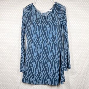 American Eagle NWT Blue Zebra Print Flared Long Sleeve Dress